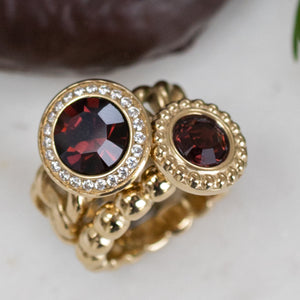 QUDO INTERCHANGEABLE TONDO DELUXE TOP 13MM - BURGUNDY CRYSTAL - GOLD PLATED