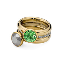 Load image into Gallery viewer, QUDO INTERCHANGEABLE BOTTONE TOP 10MM - PERIDOT EUROPEAN CRYSTAL - ROSE GOLD PLATED
