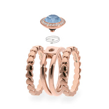 Load image into Gallery viewer, QUDO INTERCHANGEABLE TONDO DELUXE TOP 13MM - DENIM IGNITE CRYSTAL- ROSE GOLD PLATED
