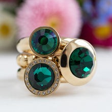 Load image into Gallery viewer, QUDO INTERCHANGEABLE CANINO TOP 9MM - EMERALD GREEN CRYSTAL - GOLD PLATED
