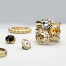 Load image into Gallery viewer, QUDO INTERCHANGEABLE TONDO DELUXE TOP 13MM - GOLDEN SHADOW EUROPEAN CRYSTAL - GOLD PLATED
