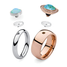 Load image into Gallery viewer, QUDO INTERCHANGEABLE CANINO TOP 9MM - SILKY SAGE DELITE EUROPEAN CRYSTAL- ROSE GOLD PLATED
