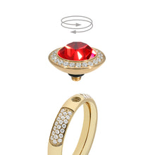 Load image into Gallery viewer, QUDO INTERCHANGEABLE TONDO DELUXE TOP 13MM - LIGHT SIAM RED CRYSTAL - GOLD PLATED
