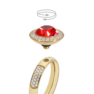 QUDO INTERCHANGEABLE TONDO DELUXE TOP 13MM - LIGHT SIAM RED CRYSTAL - GOLD PLATED