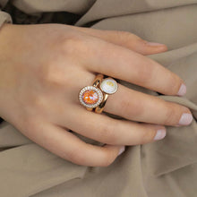 Load image into Gallery viewer, QUDO INTERCHANGEABLE TONDO DELUXE TOP 13MM - ORANGE GLOW DELITE CRYSTAL - ROSE GOLD PLATED
