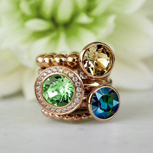 QUDO INTERCHANGEABLE TONDO DELUXE TOP 13MM - PERIDOT CRYSTAL - GOLD PLATED