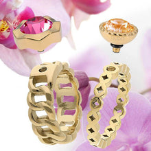 Load image into Gallery viewer, QUDO INTERCHANGEABLE NEMOLI TOP 13MM - LT TOPAZ CRYSTAL - GOLD PLATED
