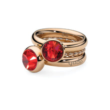 Load image into Gallery viewer, QUDO INTERCHANGEABLE BOTTONE TOP 10MM - LIGHT SIAM RED CRYSTAL - ROSE GOLD PLATED
