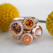 Load image into Gallery viewer, QUDO INTERCHANGEABLE TONDO DELUXE TOP 9MM - ORANGE GLOW DELITE CRYSTAL - ROSE GOLD PLATED
