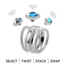 Load image into Gallery viewer, QUDO INTERCHANGEABLE TONDO DELUXE TOP 13MM - SILKY SAGE DELITE CRYSTAL - STAINLESS STEEL
