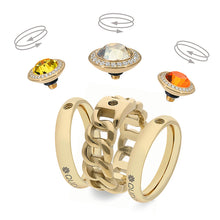 Load image into Gallery viewer, QUDO INTERCHANGEABLE TONDO DELUXE TOP 13MM - SAPPHIRE CRYSTAL - GOLD PLATED
