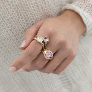 QUDO INTERCHANGEABLE BOTTONE TOP 10MM - IVORY CREAM EUROPEAN CRYSTAL - ROSE GOLD PLATED