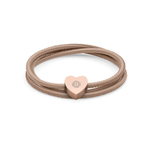 QUDO BRACELET - RIOLA - ROSE GOLD PLATED S/STEEL AND LEATHER