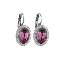 Load image into Gallery viewer, QUDO TIVOLA DELUXE AMETHYST CRYSTAL EARRINGS - POLISHED S/STEEL
