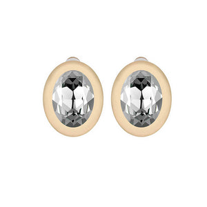 QUDO TIVOLA CRYSTAL CLIP ON EARRINGS - GOLD PLATED S/STEEL