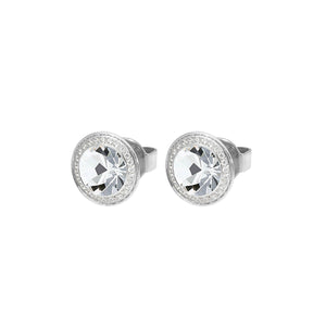 QUDO EARRING STUDS - CRYSTAL TONDO DELUXE 9MM - STAINLESS STEEL