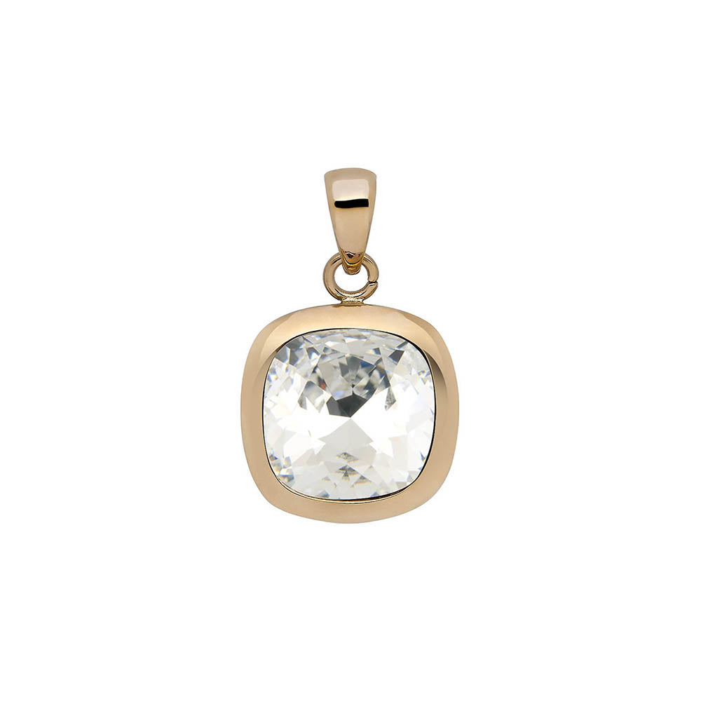 QUDO LUCENA CRYSTAL PENDANT - GOLD PLATED S/STEEL