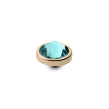 Load image into Gallery viewer, QUDO INTERCHANGEABLE CANINO TOP 9MM -  LIGHT TURQUOISE CRYSTAL - GOLD PLATED
