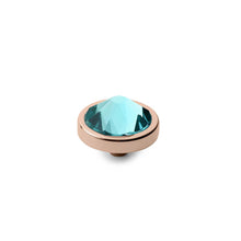 Load image into Gallery viewer, QUDO INTERCHANGEABLE CANINO TOP 9MM -  LIGHT TURQUOISE CRYSTAL - ROSE GOLD PLATED
