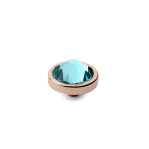 QUDO INTERCHANGEABLE CANINO TOP 9MM -  LIGHT TURQUOISE CRYSTAL - ROSE GOLD PLATED