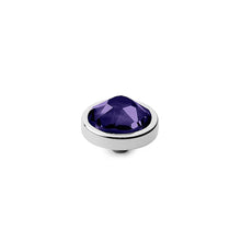 Load image into Gallery viewer, QUDO INTERCHANGEABLE CANINO TOP 9MM - PURPLE VELVET CRYSTAL - STAINLESS STEEL
