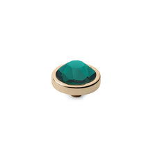 Load image into Gallery viewer, QUDO INTERCHANGEABLE CANINO TOP 9MM - EMERALD GREEN CRYSTAL - GOLD PLATED
