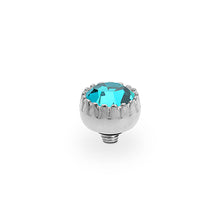 Load image into Gallery viewer, QUDO INTERCHANGEABLE LONDON TOP 8MM - BLUE ZIRCON EUROPEAN CRYSTAL - STAINLESS STEEL
