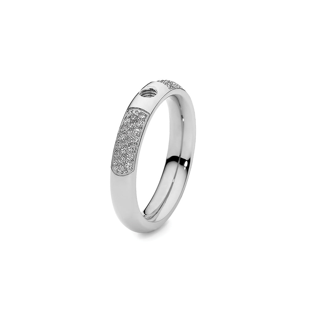 QUDO INTERCHANGEABLE BASE RING DELUXE - STAINLESS STEEL WITH CZ