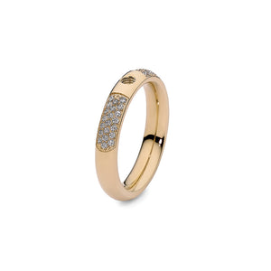 QUDO INTERCHANGEABLE BASE RING DELUXE - GOLD PLATED STAINLESS STEEL WITH CZ