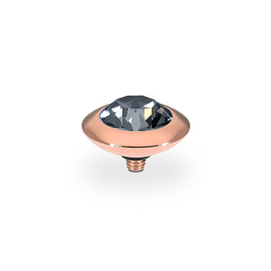 QUDO INTERCHANGEABLE TONDO TOP 13MM - SILVER NIGHT EUROPEAN CRYSTAL - ROSE GOLD PLATED