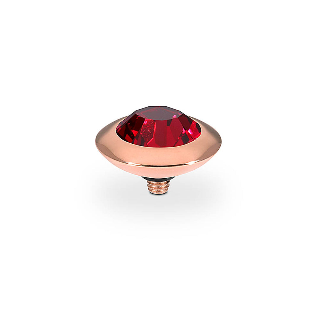 QUDO INTERCHANGEABLE TONDO TOP 13MM - RUBY EUROPEAN CRYSTAL - ROSE GOLD PLATED