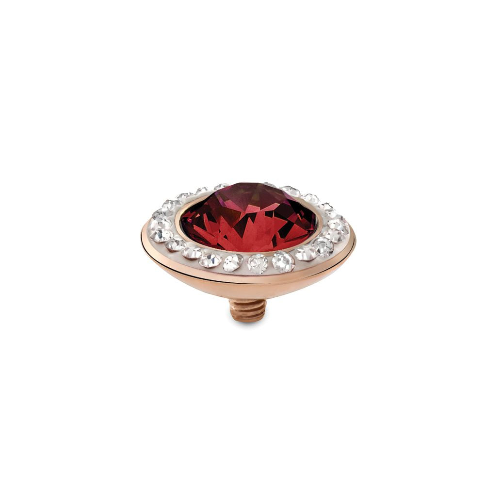 QUDO INTERCHANGEABLE TONDO DELUXE TOP 13MM - SCARLET EUROPEAN CRYSTAL - ROSE GOLD PLATED