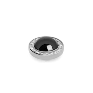 QUDO INTERCHANGEABLE CANINO DELUXE TOP 10.5MM - JET HEMATITE EUROPEAN CRYSTAL PEARL - STAINLESS STEEL