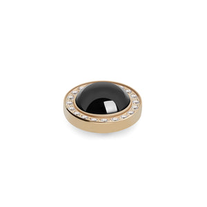 QUDO INTERCHANGEABLE CANINO DELUXE TOP 10.5MM - JET HEMATITE EUROPEAN CRYSTAL PEARL - GOLD PLATED