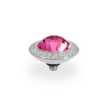 Load image into Gallery viewer, QUDO INTERCHANGEABLE TONDO DELUXE TOP 13MM - ROSE CRYSTAL - STAINLESS STEEL
