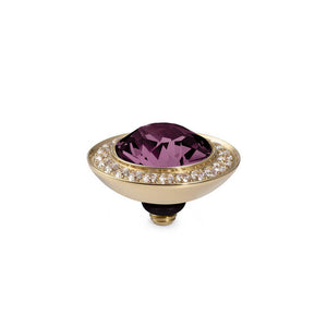 QUDO INTERCHANGEABLE TONDO DELUXE TOP 13MM - AMETHYST CRYSTAL - GOLD PLATED