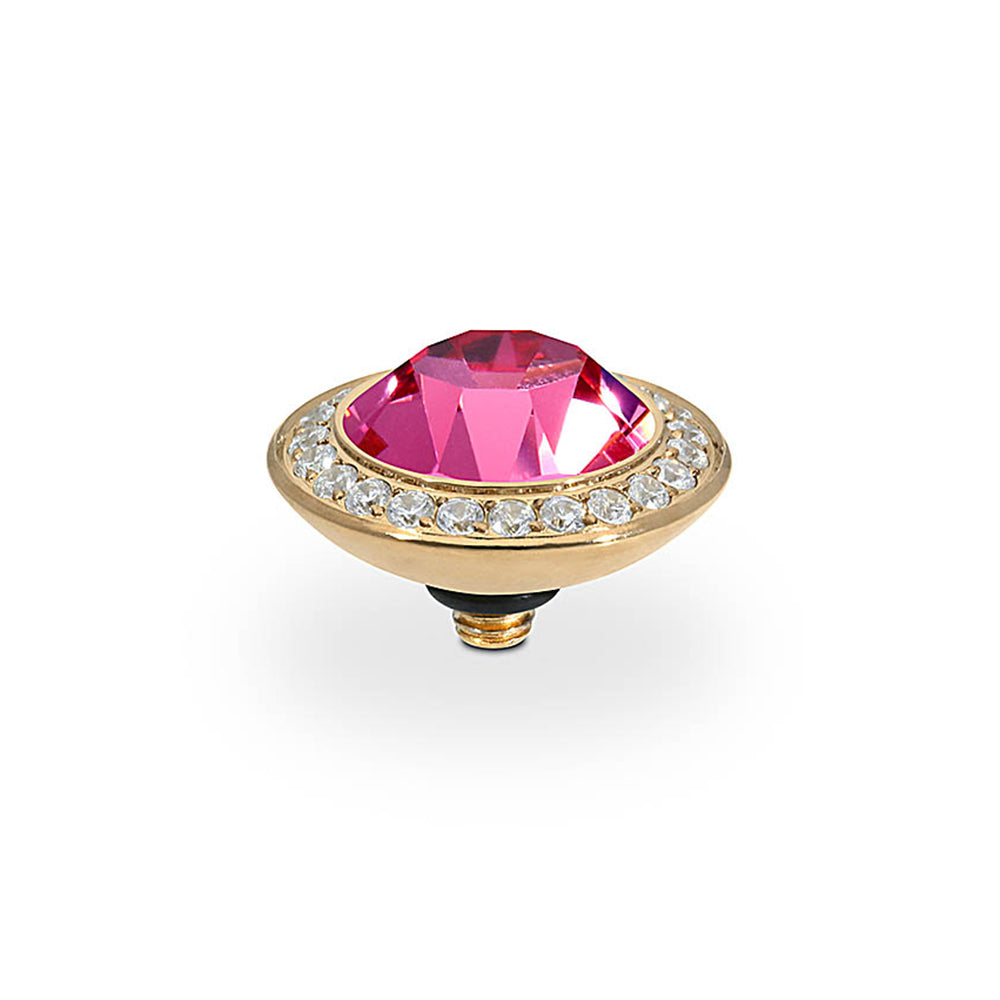 QUDO INTERCHANGEABLE TONDO DELUXE TOP 13MM - ROSE CRYSTAL - GOLD PLATED