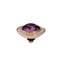 Load image into Gallery viewer, QUDO INTERCHANGEABLE TONDO DELUXE TOP 13MM - AMETHYST CRYSTAL - ROSE GOLD PLATED
