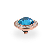 Load image into Gallery viewer, QUDO INTERCHANGEABLE TONDO DELUXE TOP 13MM - INDICOLITE CRYSTAL - ROSE GOLD PLATED
