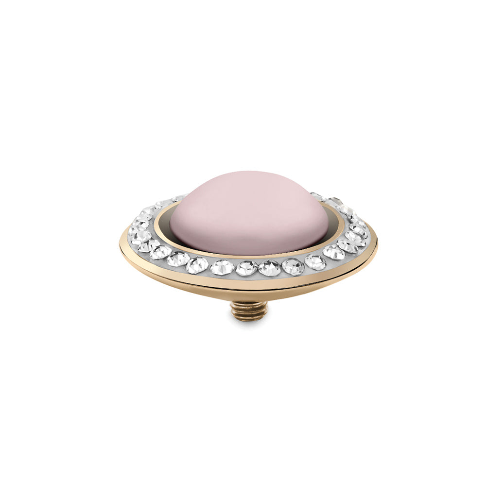 QUDO INTERCHANGEABLE TONDO DELUXE 16MM TOP - PASTEL ROSE EUROPEAN CRYSTAL PEARL - GOLD PLATED