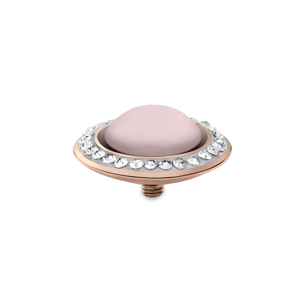 QUDO INTERCHANGEABLE TONDO DELUXE 16MM TOP - PASTEL ROSE EUROPEAN CRYSTAL PEARL - ROSE GOLD PLATED