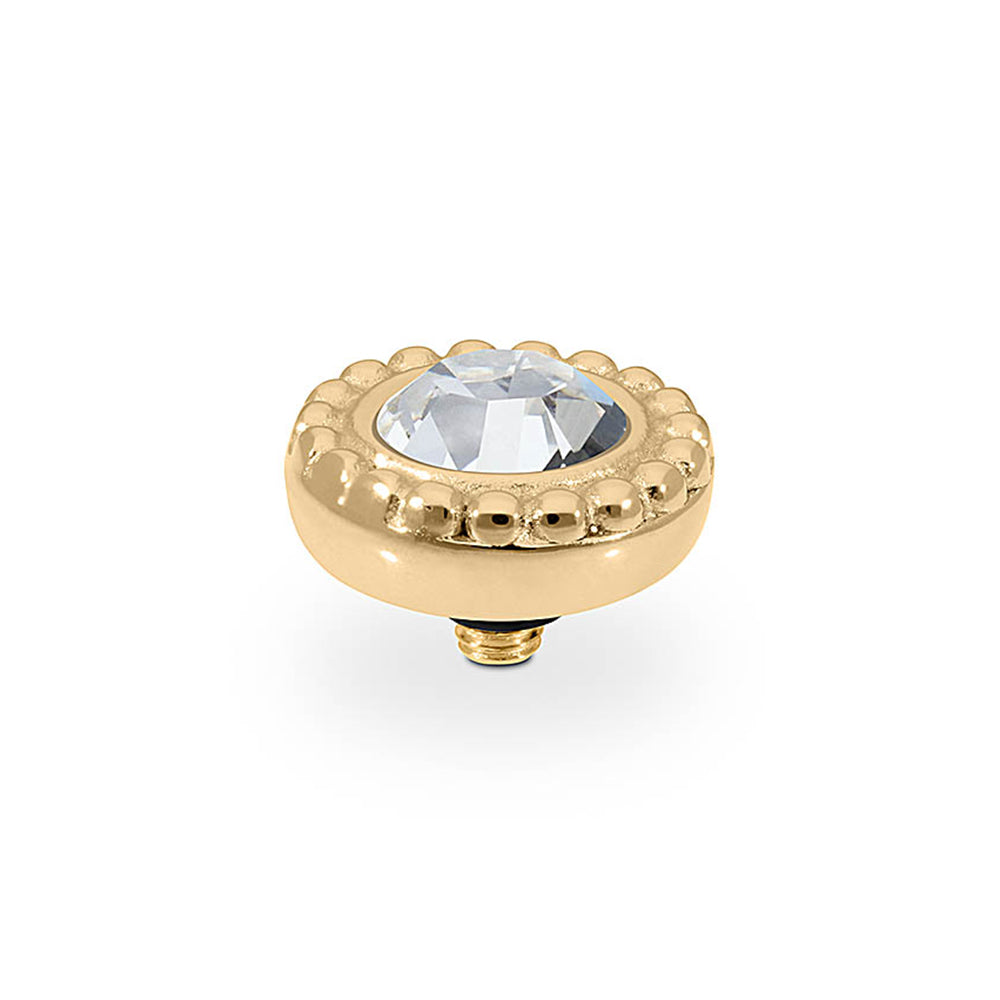 QUDO INTERCHANGEABLE GHIARE TOP 11MM - CRYSTAL - GOLD PLATED