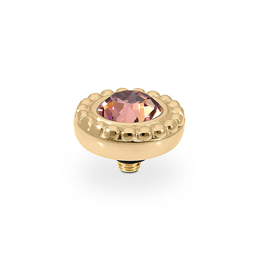 QUDO INTERCHANGEABLE GHIARE TOP 11MM - BLUSH ROSE CRYSTAL - GOLD PLATED