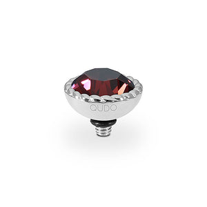 QUDO INTERCHANGEABLE BOCCONI TOP 11MM - BURGUNDY CRYSTAL - STAINLESS STEEL