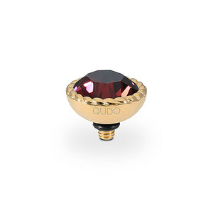 QUDO INTERCHANGEABLE BOCCONI TOP 11MM - BURGUNDY CRYSTAL - GOLD PLATED