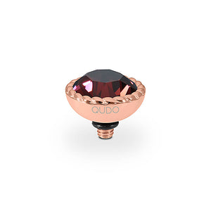 QUDO INTERCHANGEABLE BOCCONI TOP 11MM - BURGUNDY CRYSTAL - ROSE GOLD PLATED