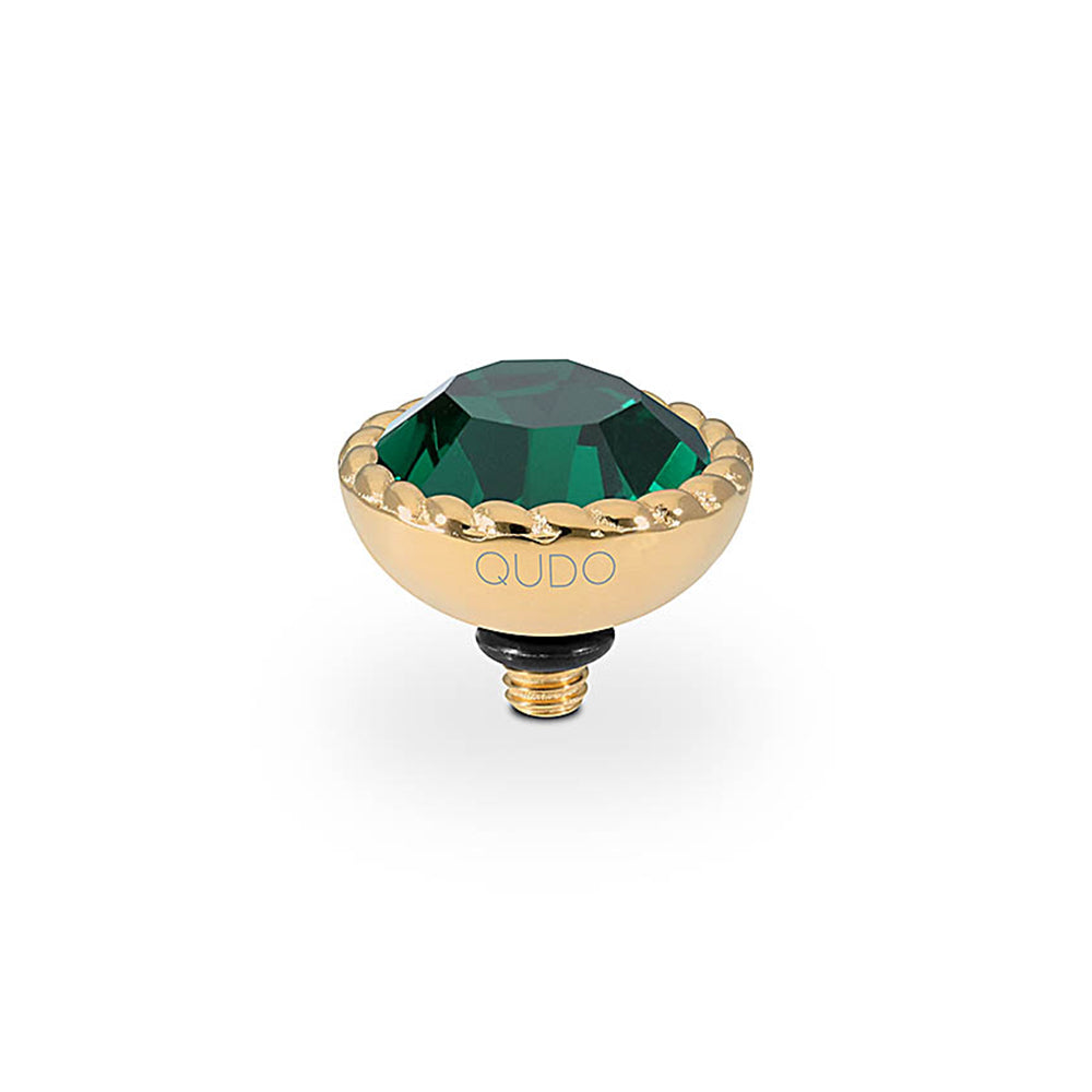 QUDO INTERCHANGEABLE BOCCONI TOP 11MM - EMERALD CRYSTAL - GOLD PLATED