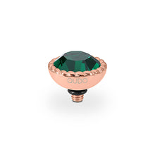 Load image into Gallery viewer, QUDO INTERCHANGEABLE BOCCONI TOP 11MM - EMERALD CRYSTAL - ROSE GOLD PLATED
