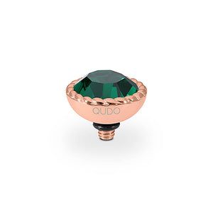 QUDO INTERCHANGEABLE BOCCONI TOP 11MM - EMERALD CRYSTAL - ROSE GOLD PLATED