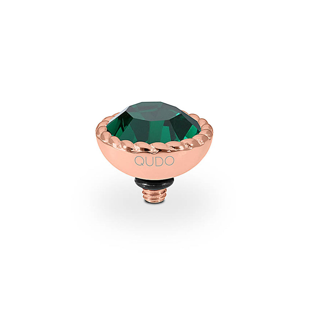 QUDO INTERCHANGEABLE BOCCONI TOP 11MM - EMERALD CRYSTAL - ROSE GOLD PLATED
